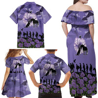 ANZAC Day Family Matching Off Shoulder Maxi Dress and Hawaiian Shirt Lest We Forget the Animals Too