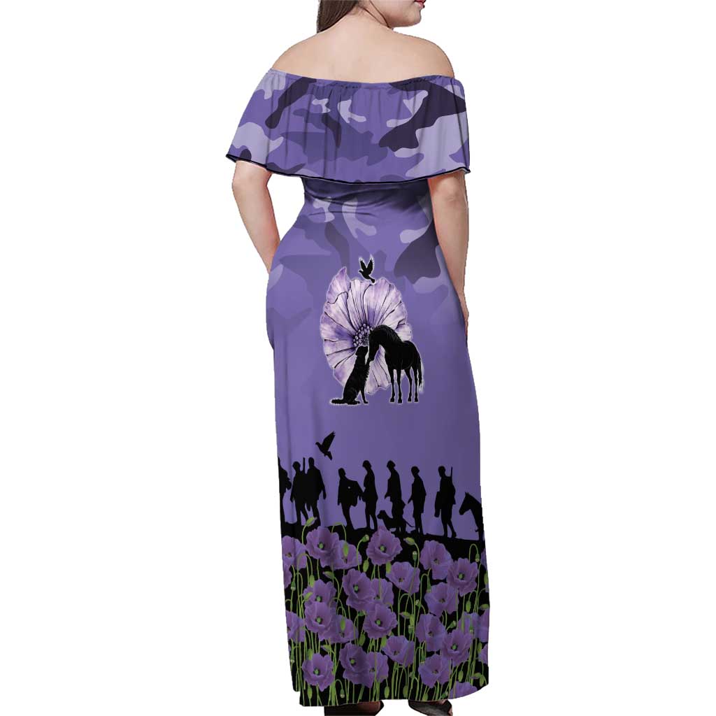 ANZAC Day Family Matching Off Shoulder Maxi Dress and Hawaiian Shirt Lest We Forget the Animals Too