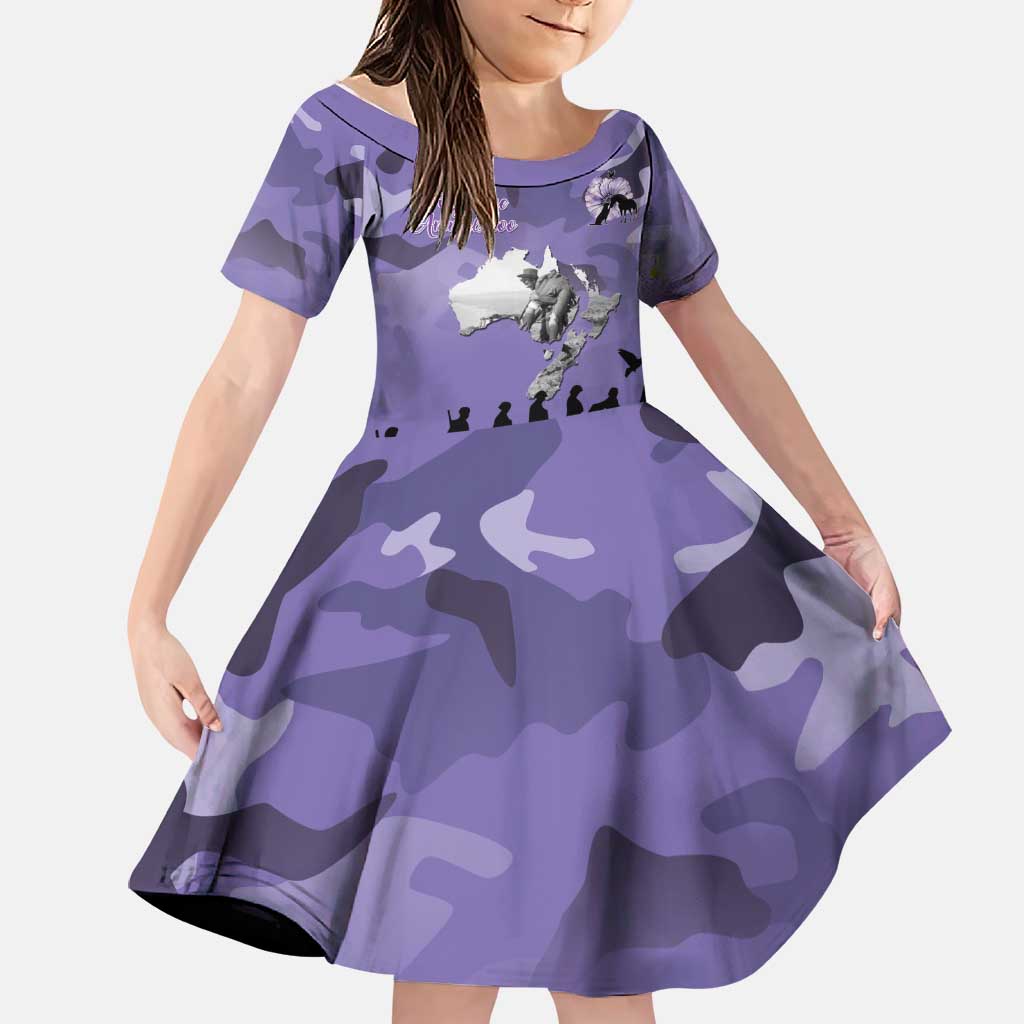 ANZAC Day Family Matching Off Shoulder Short Dress and Hawaiian Shirt Lest We Forget the Animals Too