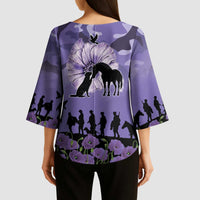ANZAC Day Kimono Sleeve Blouse Lest We Forget the Animals Too