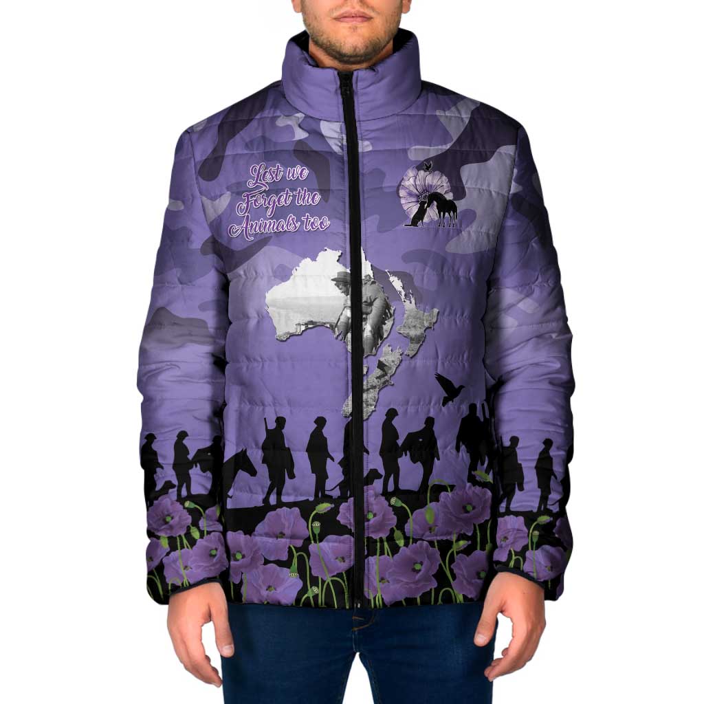 ANZAC Day Padded Jacket Lest We Forget the Animals Too