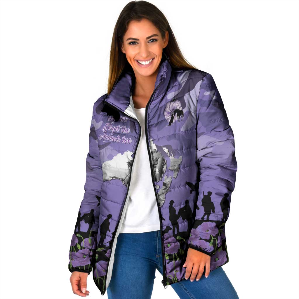 ANZAC Day Padded Jacket Lest We Forget the Animals Too