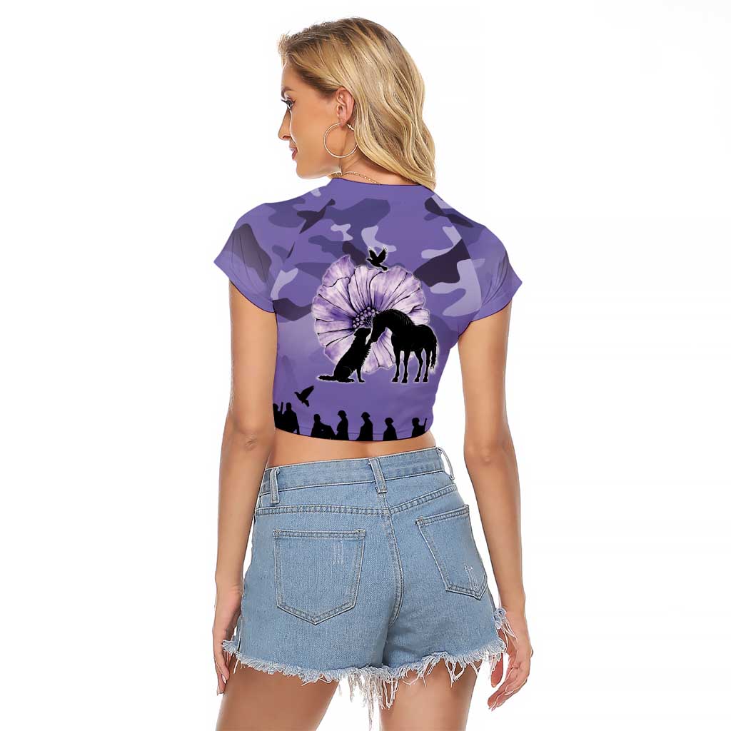 ANZAC Day Raglan Cropped T Shirt Lest We Forget the Animals Too
