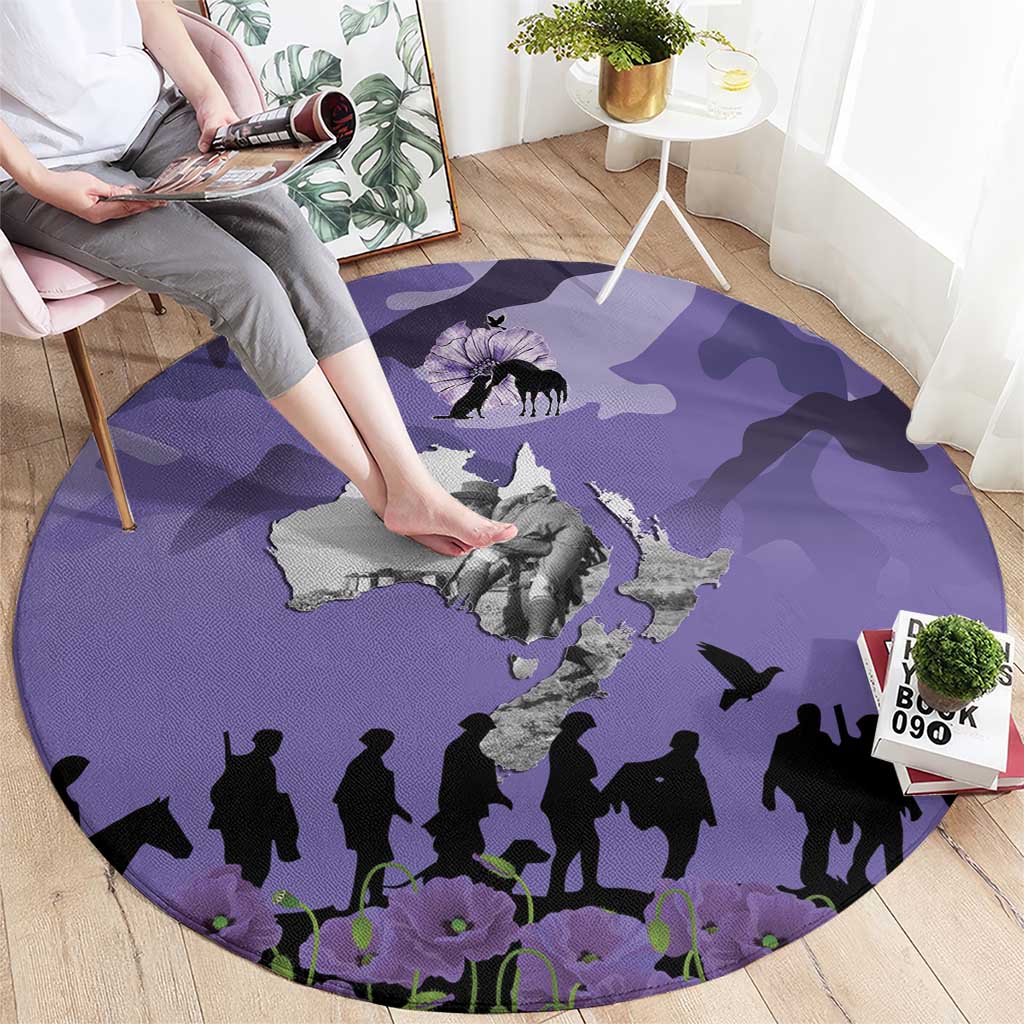 ANZAC Day Round Carpet Lest We Forget the Animals Too