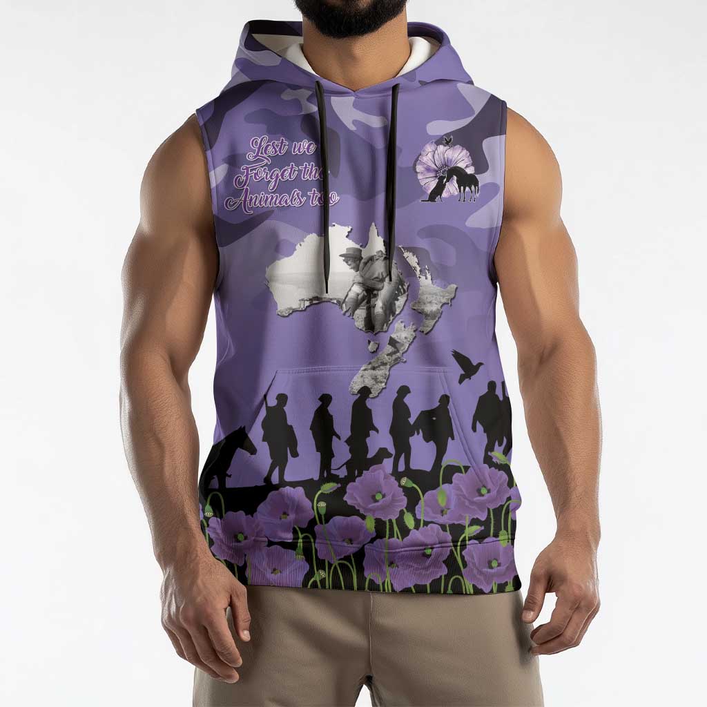 ANZAC Day Sleeveless Hoodie Lest We Forget the Animals Too