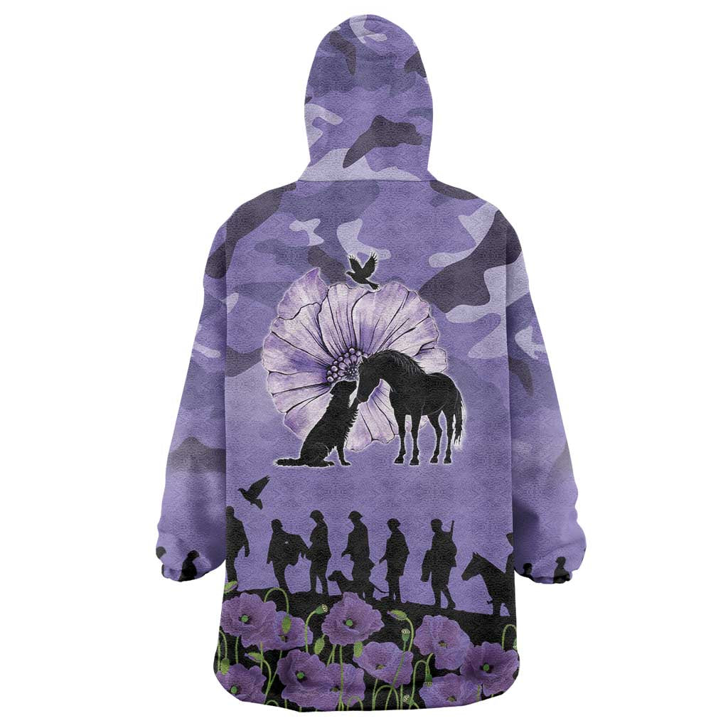 ANZAC Day Wearable Blanket Hoodie Lest We Forget the Animals Too