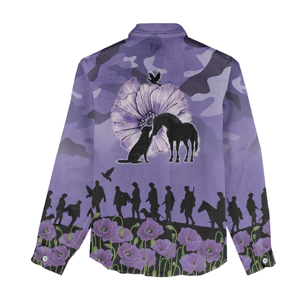 ANZAC Day Women Casual Shirt Lest We Forget the Animals Too LT19 - Polynesian Pride