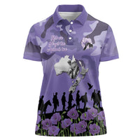 ANZAC Day Women Polo Shirt Lest We Forget the Animals Too LT19 Female Purple - Polynesian Pride