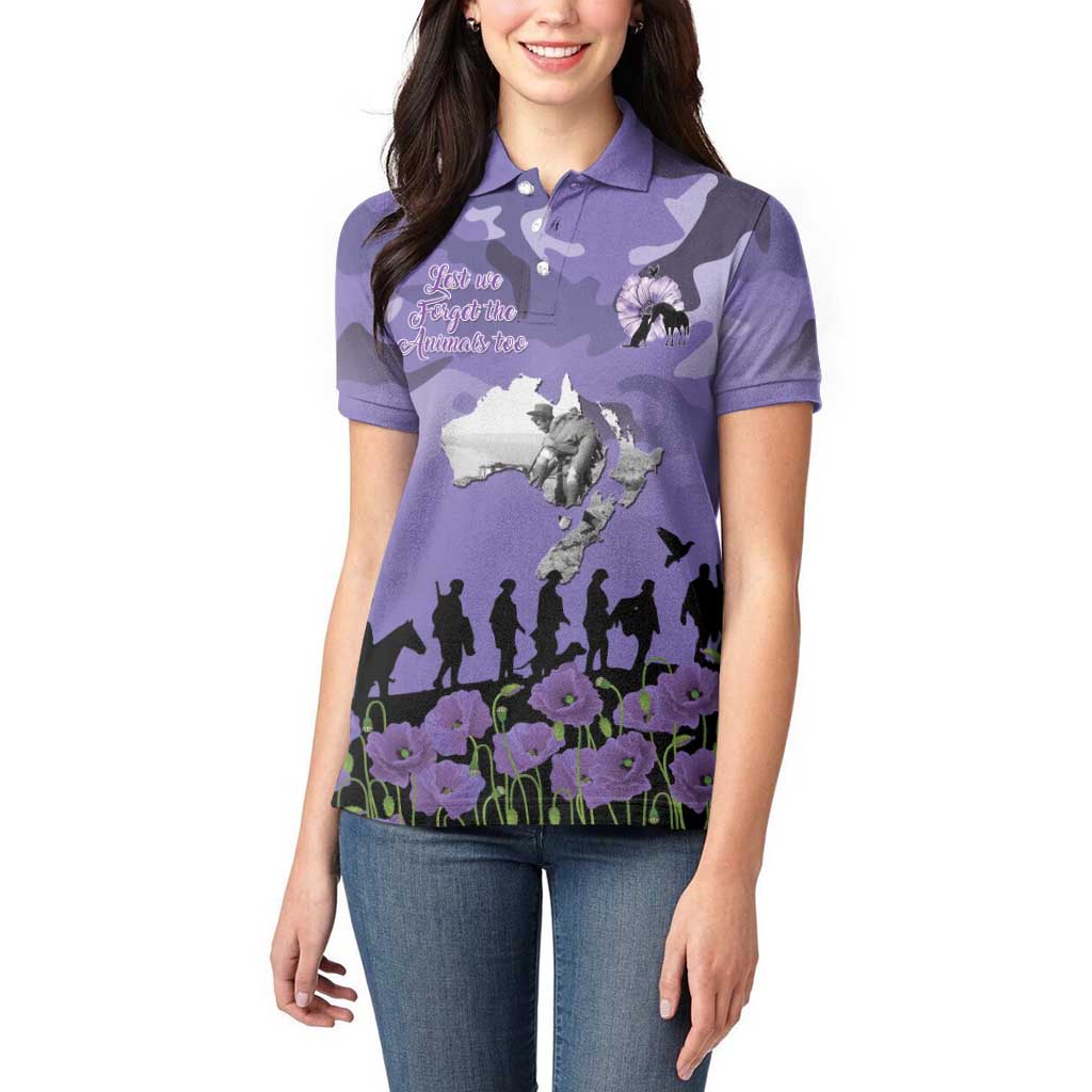 ANZAC Day Women Polo Shirt Lest We Forget the Animals Too LT19 - Polynesian Pride