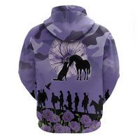 ANZAC Day Zip Hoodie Lest We Forget the Animals Too