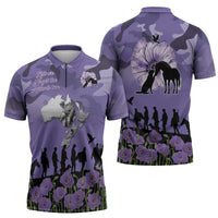 ANZAC Day Zipper Polo Shirt Lest We Forget the Animals Too