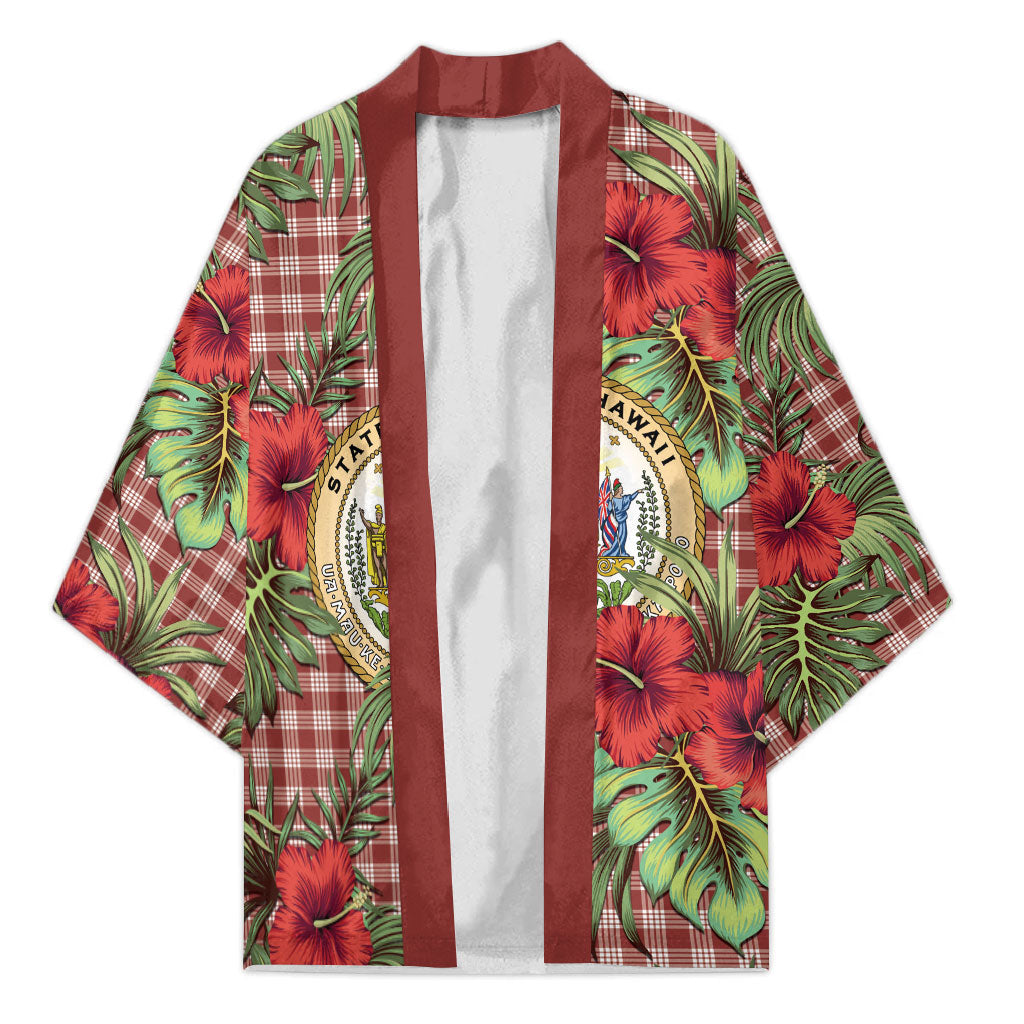 Vintage Hawaii Hibiscus Palaka Kimono Red Color