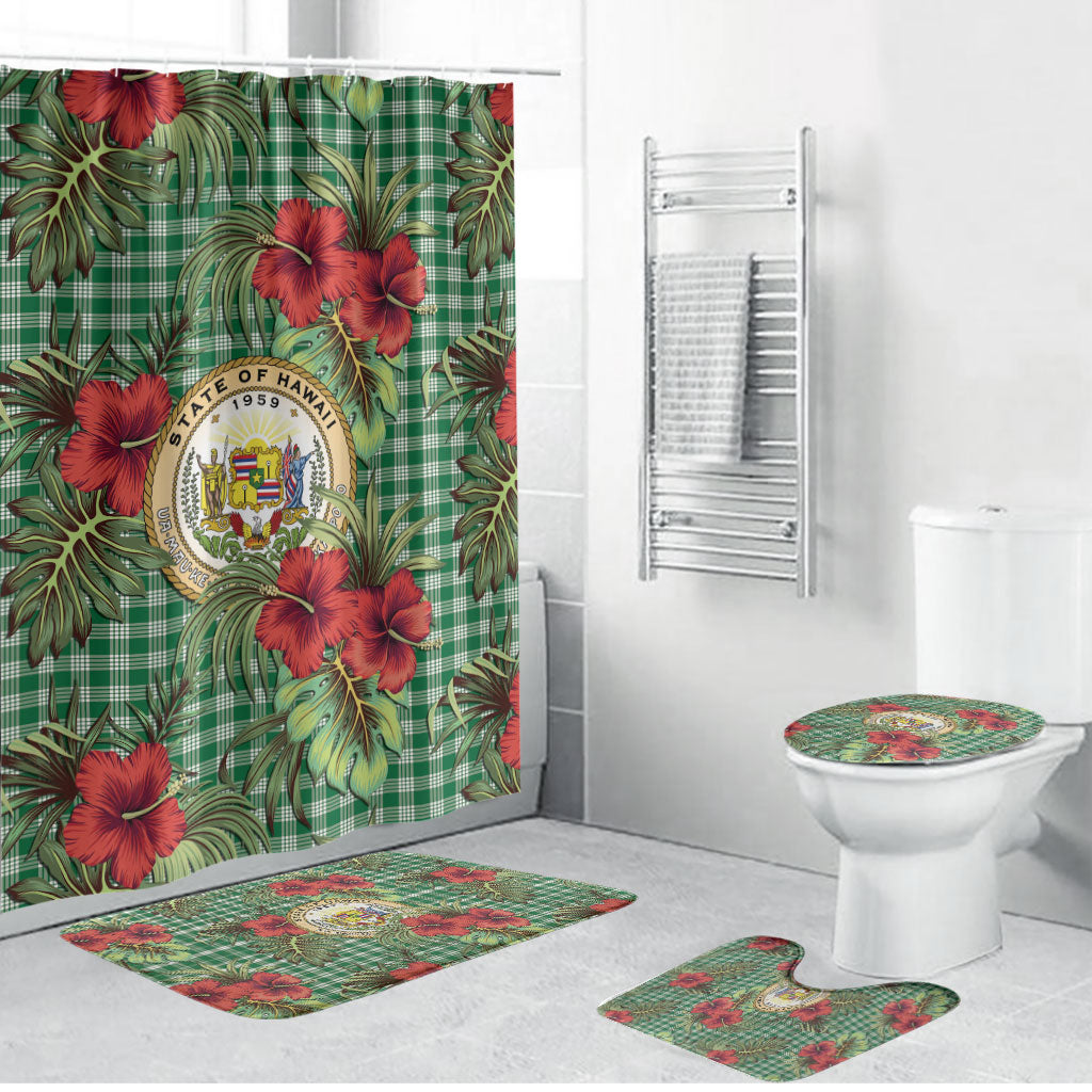 Vintage Hawaii Hibiscus Palaka Bathroom Set Green Color