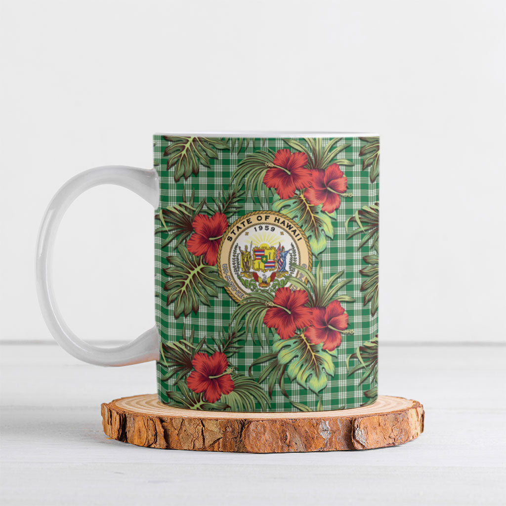 Vintage Hawaii Hibiscus Palaka Ceramic Mug Green Color LT19 Green - Polynesian Pride