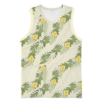 Hawaiian Pikake Maile Lei Basketball Jersey Tiare Hibiscus Kalo Palapalai Leaf Beige LT19 Unisex Beige - Polynesian Pride