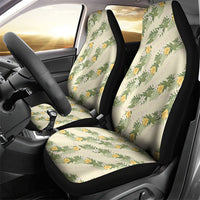 Hawaiian Pikake Maile Lei Car Seat Cover Tiare Hibiscus Kalo Palapalai Leaf Beige LT19 - Polynesian Pride