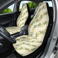 Hawaiian Pikake Maile Lei Car Seat Cover Tiare Hibiscus Kalo Palapalai Leaf Beige LT19 - Polynesian Pride