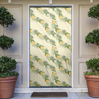 Hawaiian Pikake Maile Lei Door Cover Tiare Hibiscus Kalo Palapalai Leaf Beige LT19 Beige - Polynesian Pride
