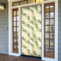 Hawaiian Pikake Maile Lei Door Cover Tiare Hibiscus Kalo Palapalai Leaf Beige LT19 - Polynesian Pride