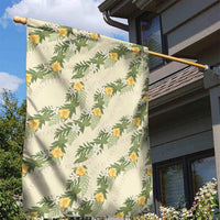 Hawaiian Pikake Maile Lei Garden Flag Tiare Hibiscus Kalo Palapalai Leaf Beige