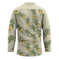 Hawaiian Pikake Maile Lei Hockey Jersey Tiare Hibiscus Kalo Palapalai Leaf Beige LT19 - Polynesian Pride
