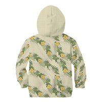 Hawaiian Pikake Maile Lei Kid Hoodie Tiare Hibiscus Kalo Palapalai Leaf Beige LT19 - Polynesian Pride