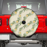 Hawaiian Pikake Maile Lei Spare Tire Cover Tiare Hibiscus Kalo Palapalai Leaf Beige LT19 - Polynesian Pride