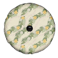 Hawaiian Pikake Maile Lei Spare Tire Cover Tiare Hibiscus Kalo Palapalai Leaf Beige LT19 - Polynesian Pride