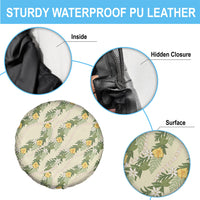 Hawaiian Pikake Maile Lei Spare Tire Cover Tiare Hibiscus Kalo Palapalai Leaf Beige LT19 - Polynesian Pride
