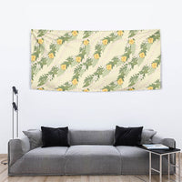 Hawaiian Pikake Maile Lei Tapestry Tiare Hibiscus Kalo Palapalai Leaf Beige