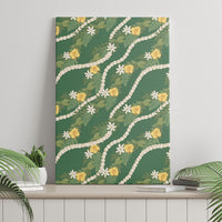Hawaiian Pikake Maile Lei Canvas Wall Art Tiare Hibiscus Kalo Palapalai Leaf Green