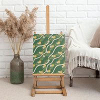 Hawaiian Pikake Maile Lei Canvas Wall Art Tiare Hibiscus Kalo Palapalai Leaf Green