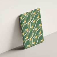 Hawaiian Pikake Maile Lei Canvas Wall Art Tiare Hibiscus Kalo Palapalai Leaf Green