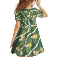 Hawaiian Pikake Maile Lei Family Matching Mermaid Dress and Hawaiian Shirt Tiare Hibiscus Kalo Palapalai Leaf Green LT19 - Polynesian Pride