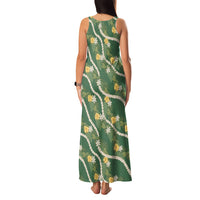 Hawaiian Pikake Maile Lei Family Matching Tank Maxi Dress and Hawaiian Shirt Tiare Hibiscus Kalo Palapalai Leaf Green LT19 - Polynesian Pride