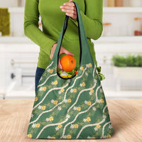 Hawaiian Pikake Maile Lei Grocery Bag Tiare Hibiscus Kalo Palapalai Leaf Green LT19 - Polynesian Pride