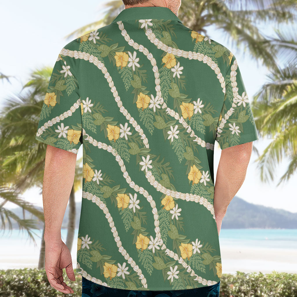 Hawaiian Pikake Maile Lei Hawaiian Shirt Tiare Hibiscus Kalo Palapalai Leaf Green LT19 - Polynesian Pride