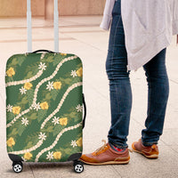 Hawaiian Pikake Maile Lei Luggage Cover Tiare Hibiscus Kalo Palapalai Leaf Green LT19 Green - Polynesian Pride