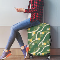 Hawaiian Pikake Maile Lei Luggage Cover Tiare Hibiscus Kalo Palapalai Leaf Green LT19 - Polynesian Pride