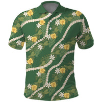 Hawaiian Pikake Maile Lei Polo Shirt Tiare Hibiscus Kalo Palapalai Leaf Green LT19 Green - Polynesian Pride