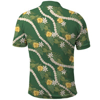 Hawaiian Pikake Maile Lei Polo Shirt Tiare Hibiscus Kalo Palapalai Leaf Green LT19 - Polynesian Pride