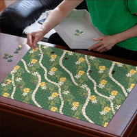 Hawaiian Pikake Maile Lei Puzzle Tiare Hibiscus Kalo Palapalai Leaf Green