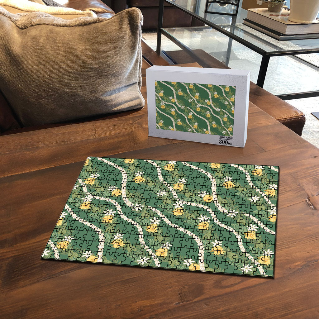 Hawaiian Pikake Maile Lei Puzzle Tiare Hibiscus Kalo Palapalai Leaf Green