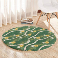 Hawaiian Pikake Maile Lei Round Carpet Tiare Hibiscus Kalo Palapalai Leaf Green LT19 - Polynesian Pride