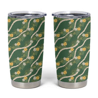 Hawaiian Pikake Maile Lei Tumbler Cup Tiare Hibiscus Kalo Palapalai Leaf Green LT19 Green - Polynesian Pride
