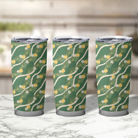 Hawaiian Pikake Maile Lei Tumbler Cup Tiare Hibiscus Kalo Palapalai Leaf Green LT19 - Polynesian Pride