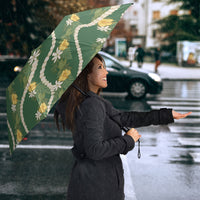 Hawaiian Pikake Maile Lei Umbrella Tiare Hibiscus Kalo Palapalai Leaf Green LT19 - Polynesian Pride