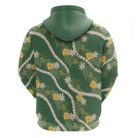 Hawaiian Pikake Maile Lei Zip Hoodie Tiare Hibiscus Kalo Palapalai Leaf Green LT19 - Polynesian Pride