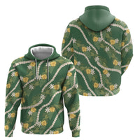 Hawaiian Pikake Maile Lei Zip Hoodie Tiare Hibiscus Kalo Palapalai Leaf Green LT19 - Polynesian Pride