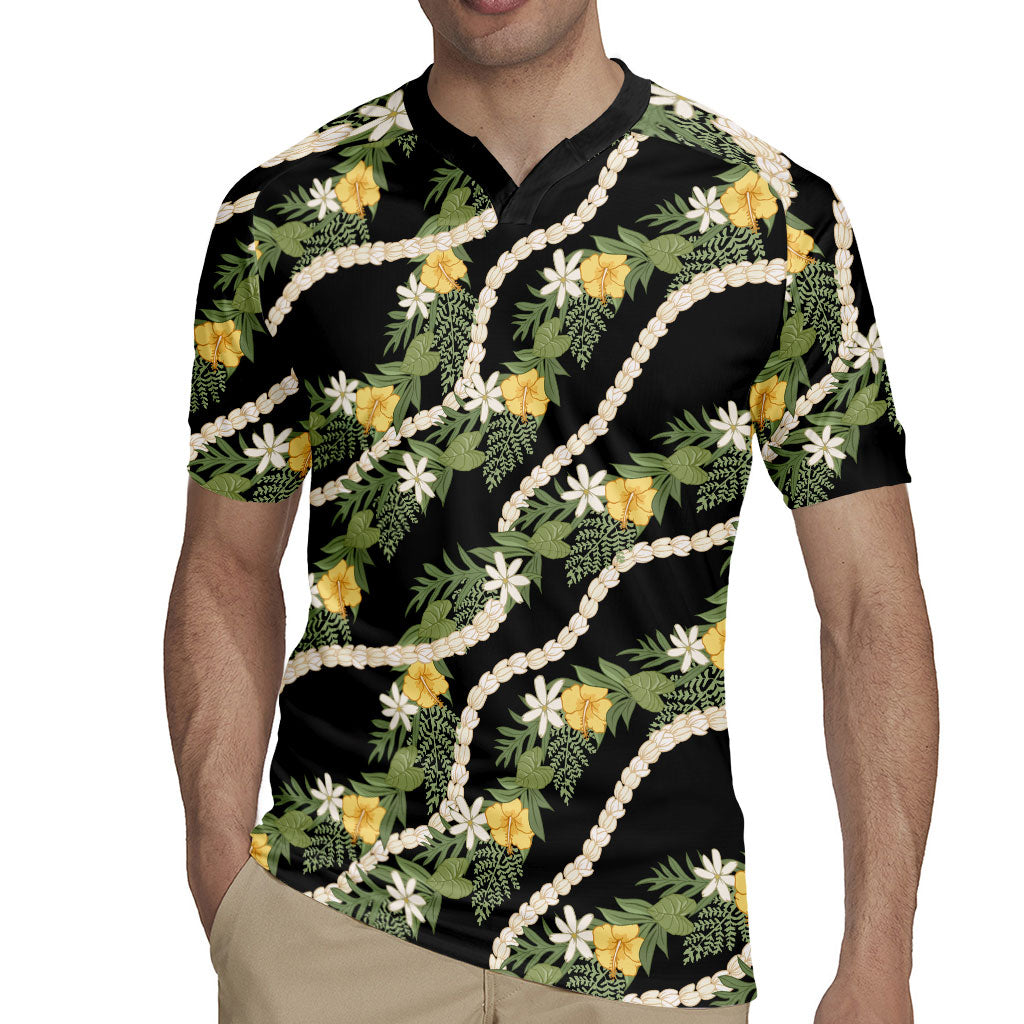 Hawaiian Pikake Maile Lei Rugby Jersey Tiare Hibiscus Kalo Palapalai Leaf Black LT19 - Polynesian Pride